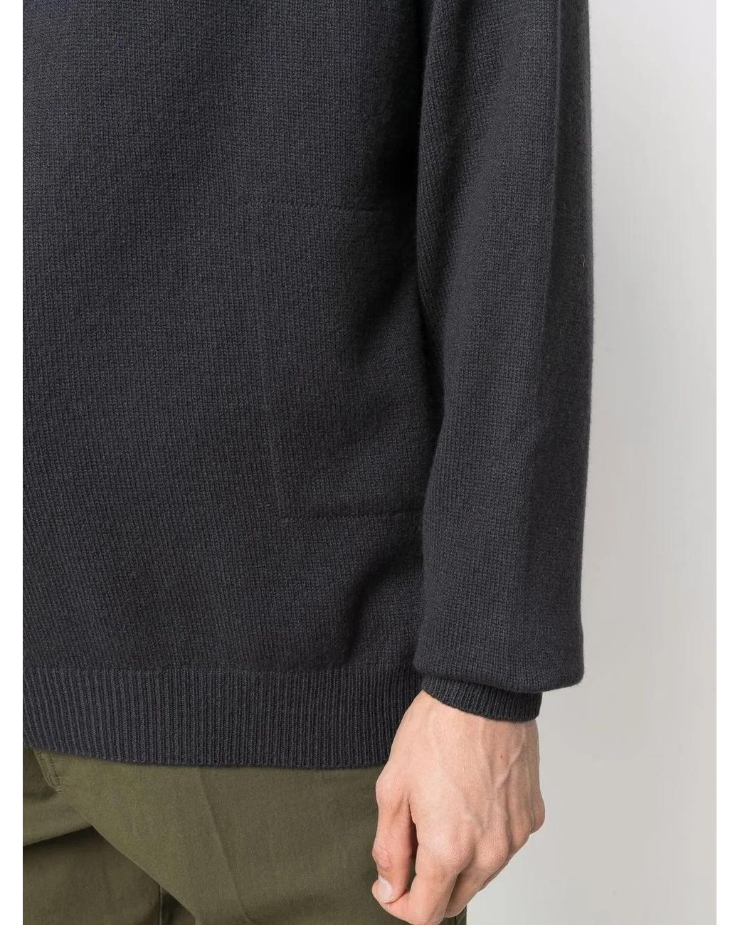 Malo Black Ribbed-Knit Hooded Sweatshirt for men