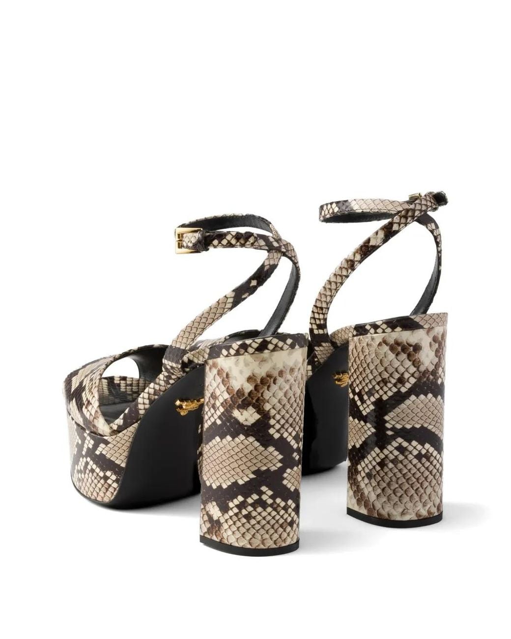 Prada White Sandales Ayers À Plateforme Imprimées Python