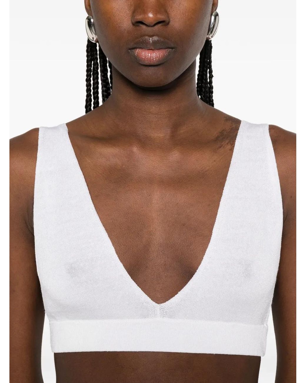 P.A.R.O.S.H. White V-Neck Sleeveless Tank Top