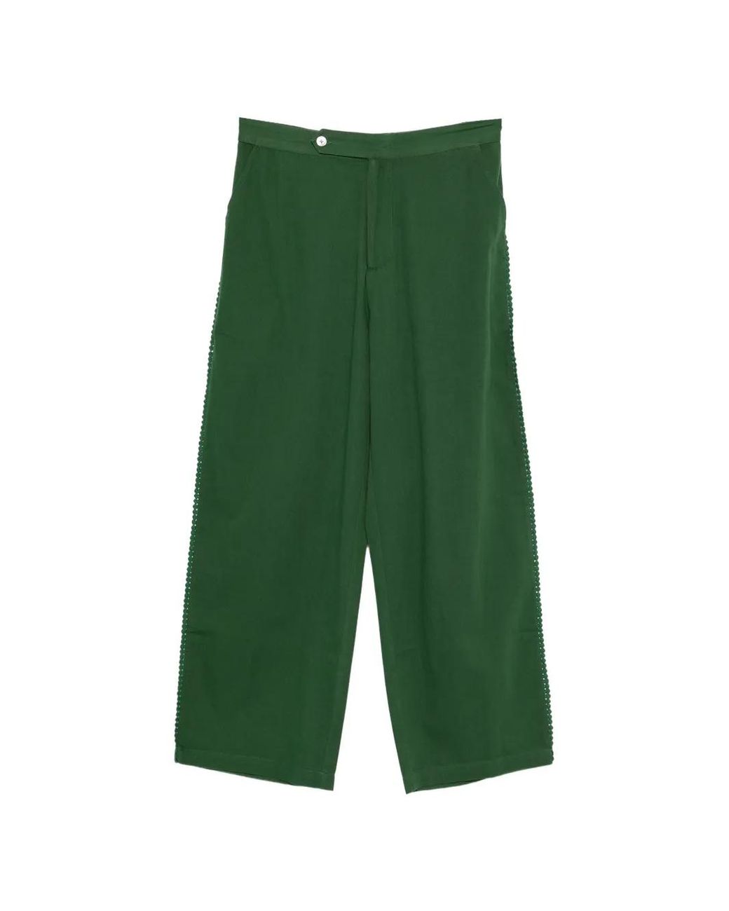 BAZISZT Green Corniche Pom-Pom Trim Trousers for men