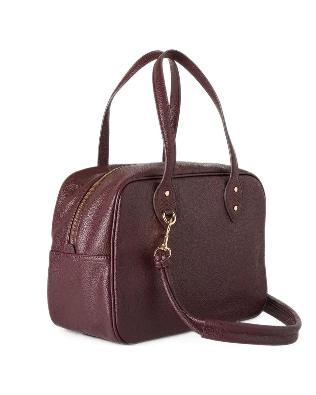 Benetton Purple Grained-Leather Tote Bag