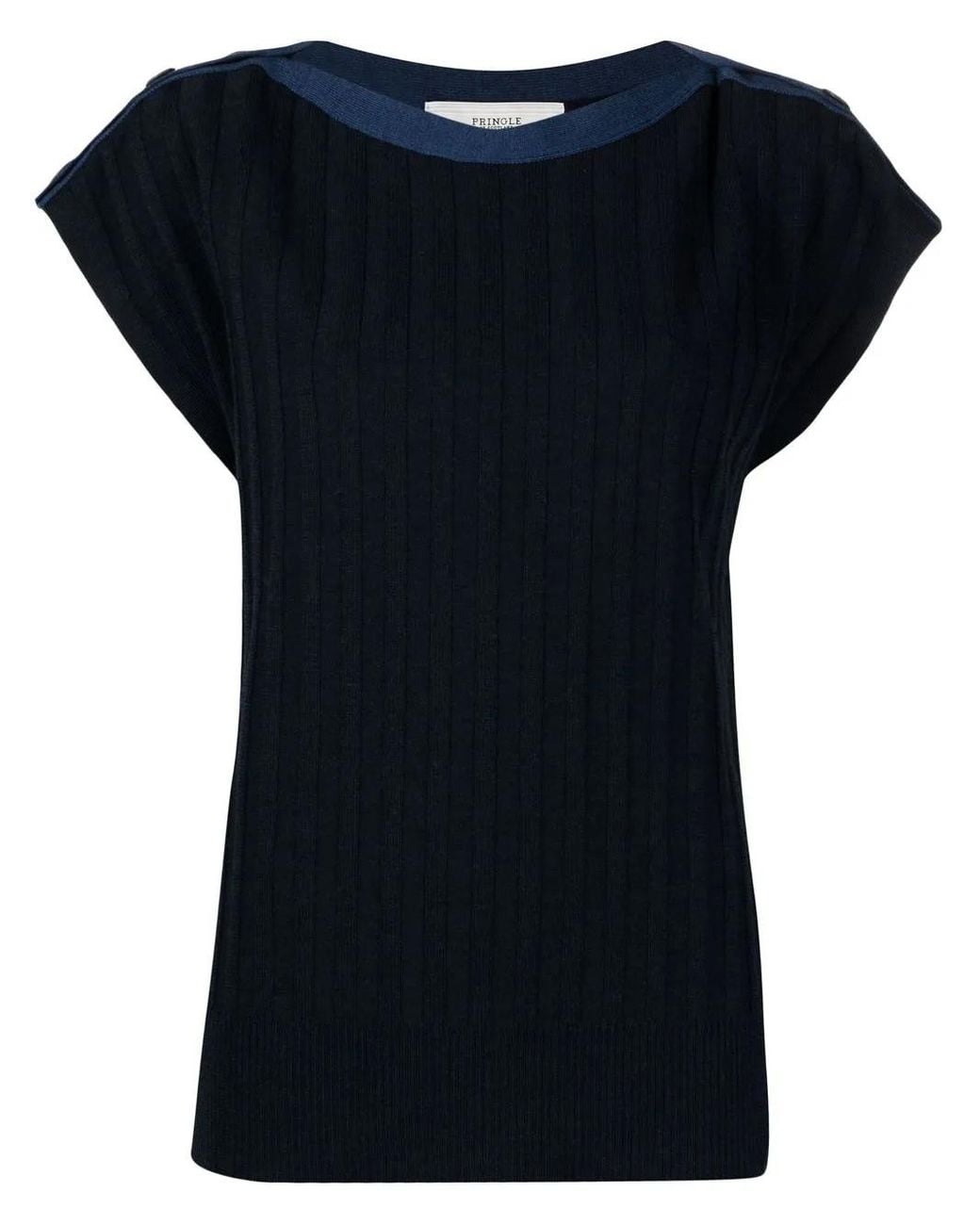 Pringle of Scotland Black Ribbed-Knit Short-Sleeved T-Shirt