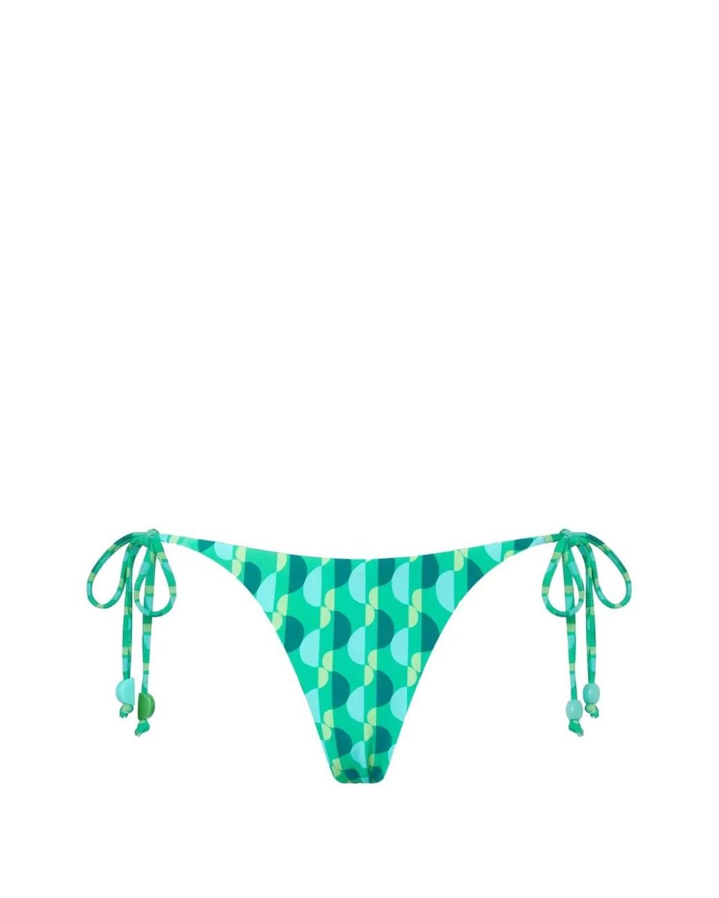 Seafolly Green Sorrento Printed Tie-Side Bikini Bottoms