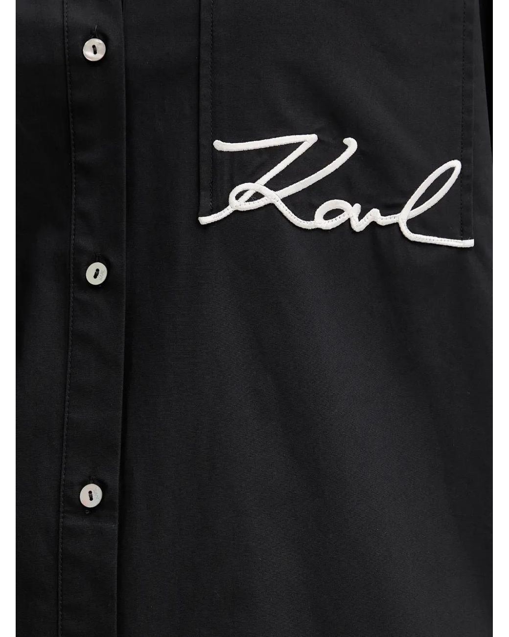 Karl Lagerfeld Black Pocket Logo-Embroidered Shirt