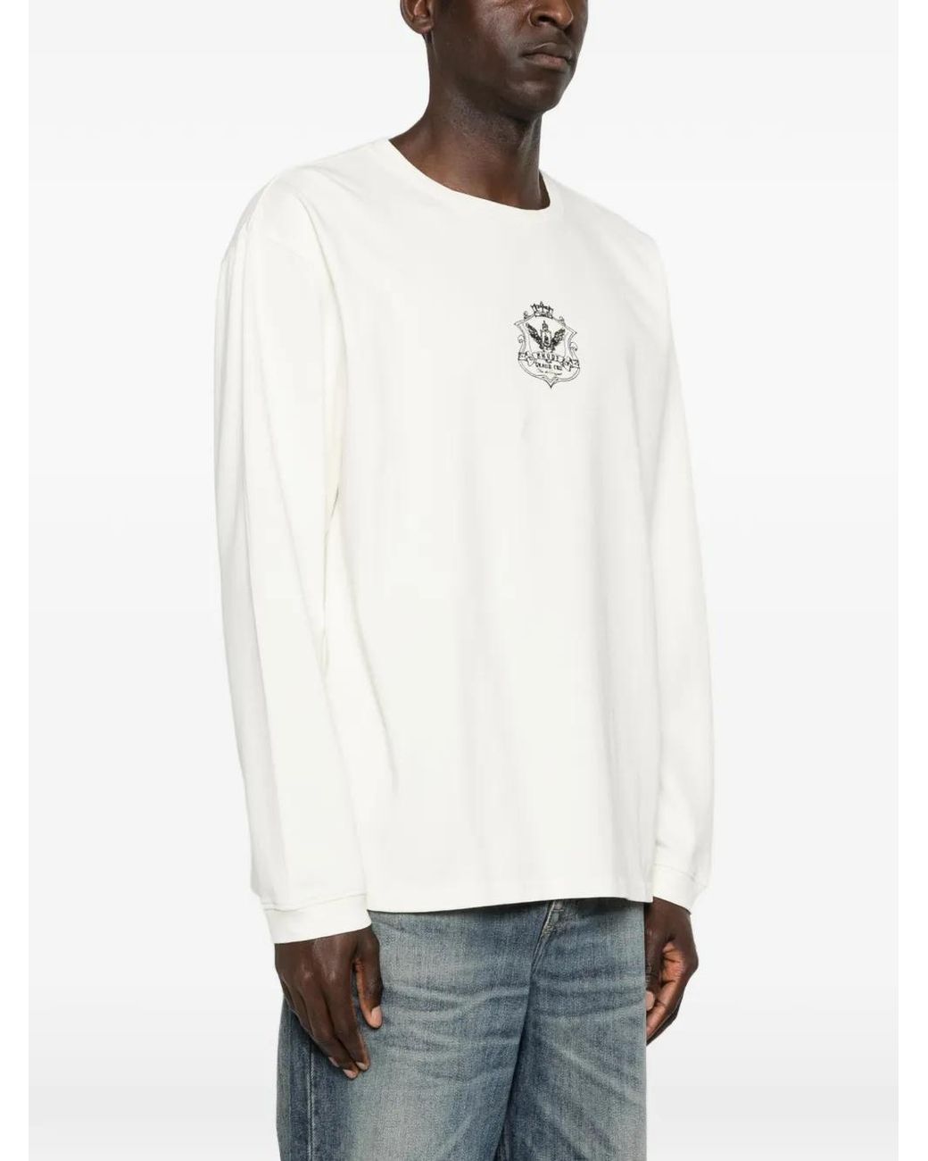 Rhude White Grand Cru Crest Ls T-Shirt for men