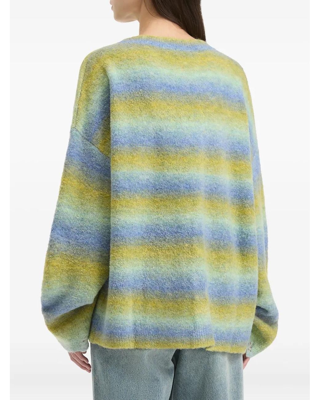 B+ AB Green V-Neck Striped Sweater
