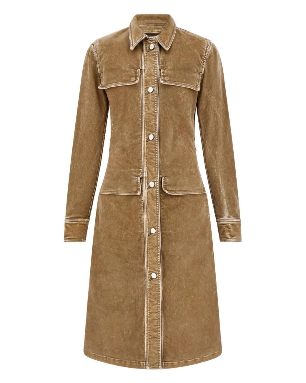 Ferragamo Natural Flocked Shirt Mini Dress