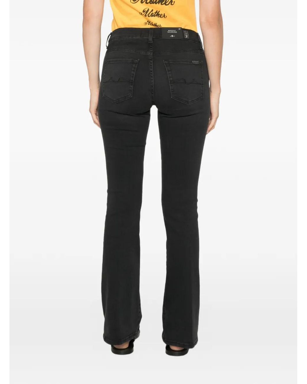 7 For All Mankind Black Faded Flared Jeans