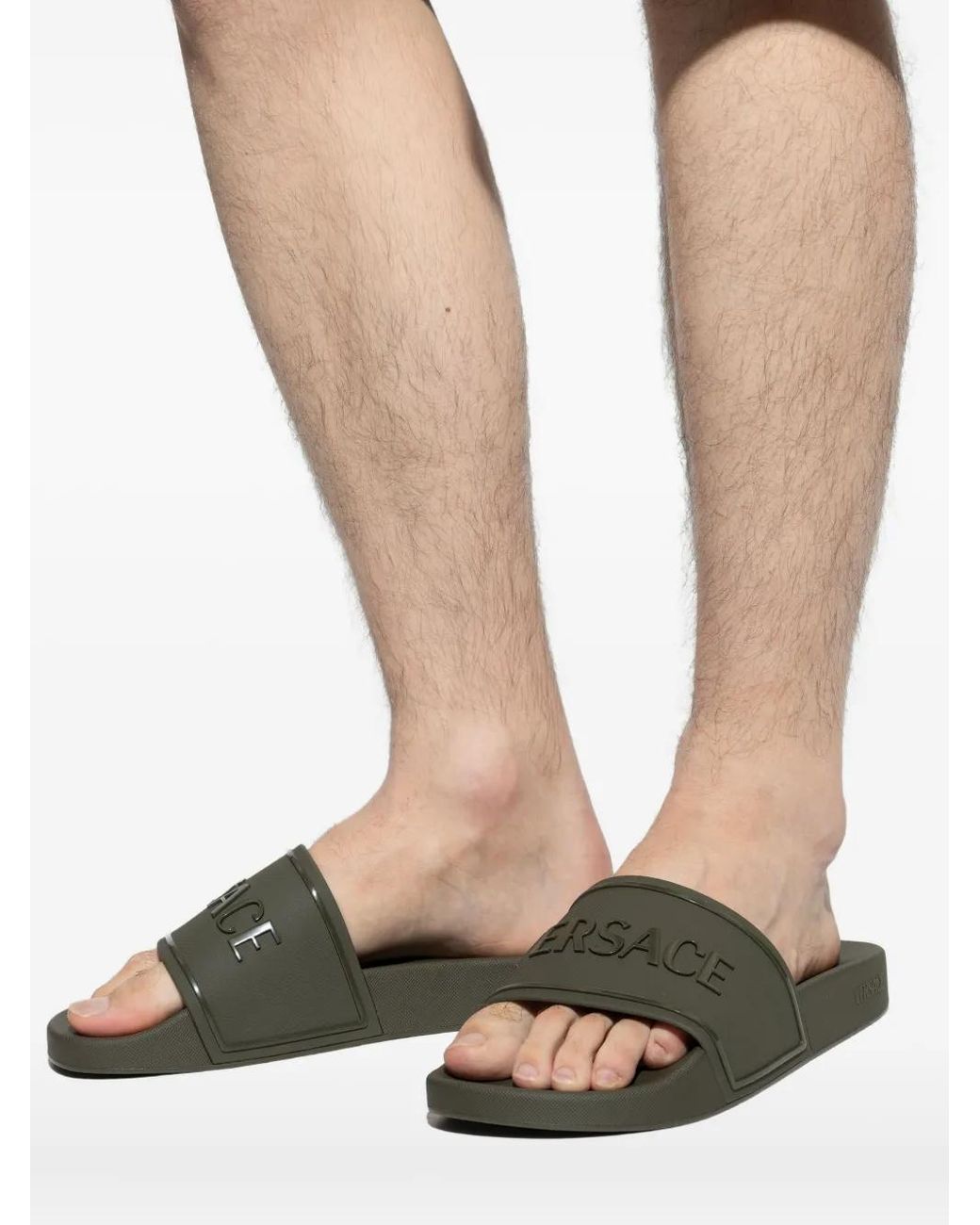Versace Pantoletten Mit Logo in Green für Herren