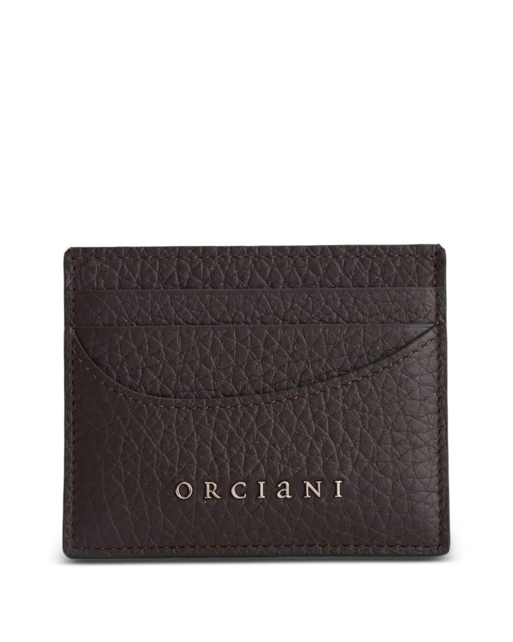 Orciani Black Logo-Plaque Pebbled-Leather Cardholder