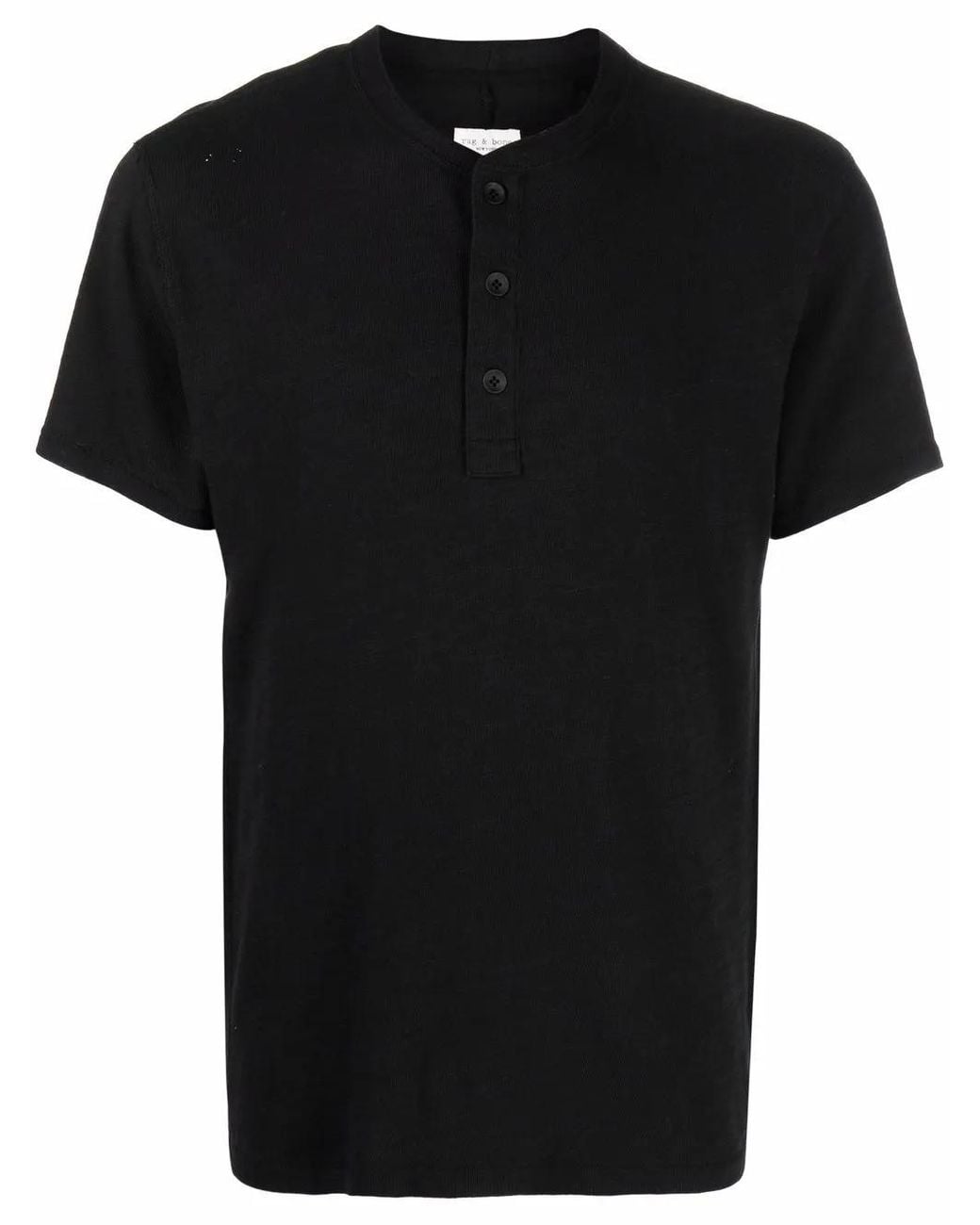 Rag & Bone Black Short-Sleeve Henley T-Shirt for men
