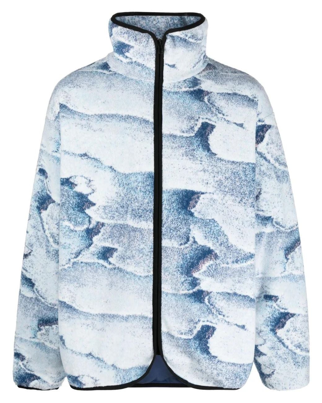 Bonsai Blue Salt Abstract-Print Zip-Up Jacket for men