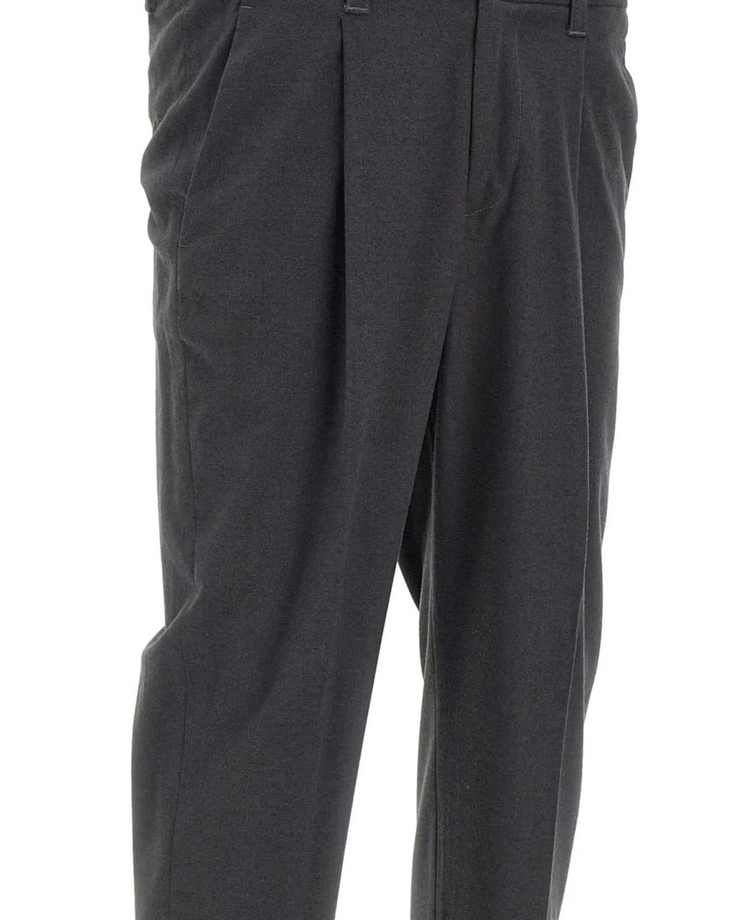 Devore Gray Pleated-Detail Trousers for men