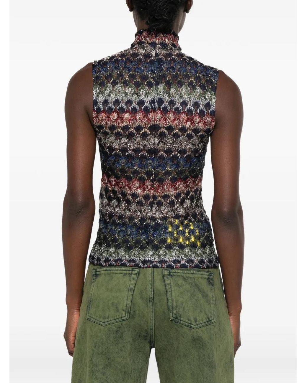 Missoni Gray Haut À Col Montant Et Motif Zig-Zag