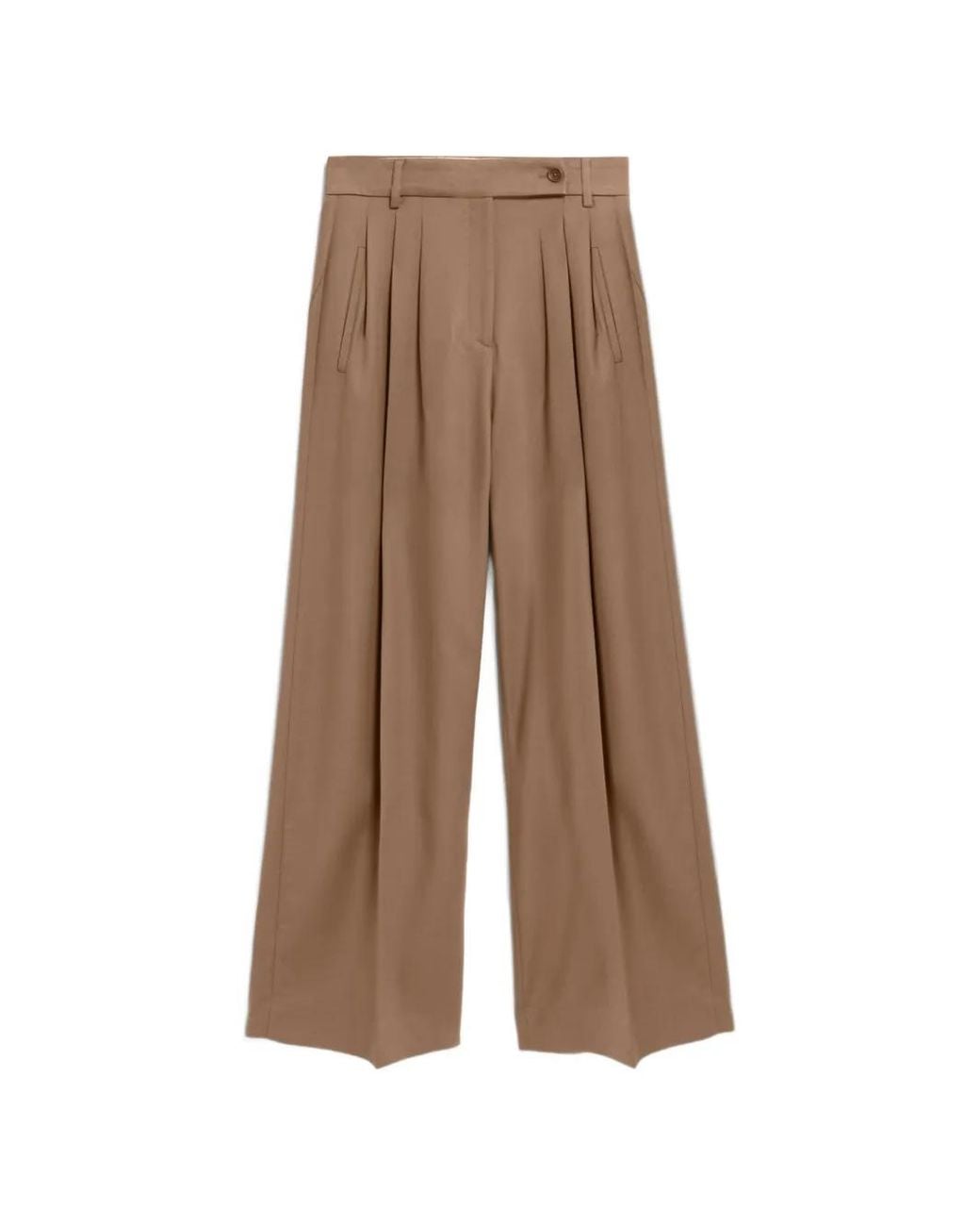 ARMEDANGELS Brown Kaayua Pleated Tailored Trousers