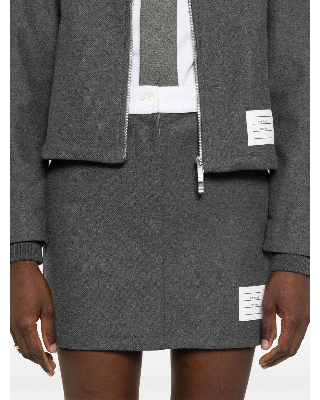 Thom Browne Gray Minirock Mit Logo-Patch