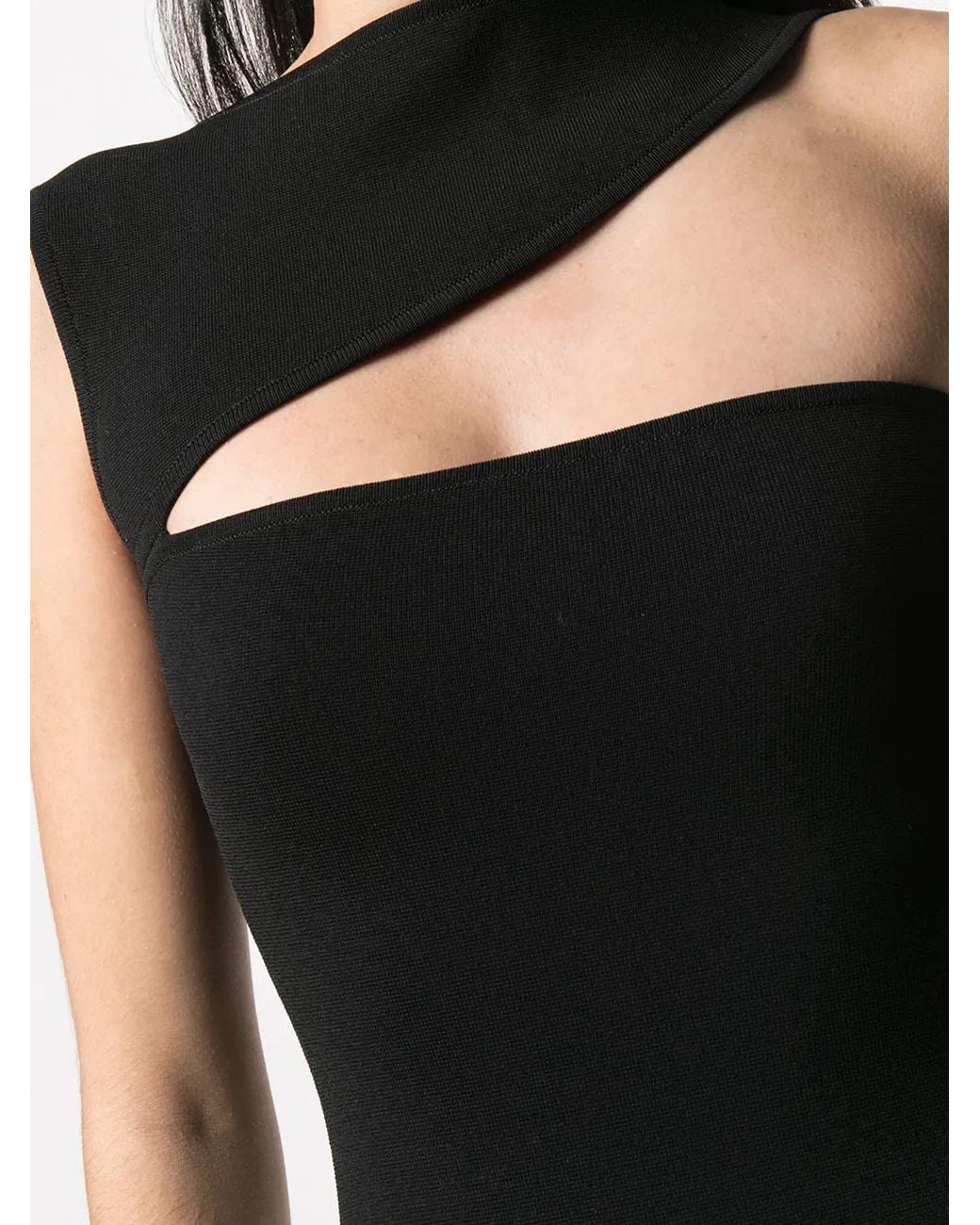 GAUGE81 Black One-Shoulder Cut-Out Fitted Dress