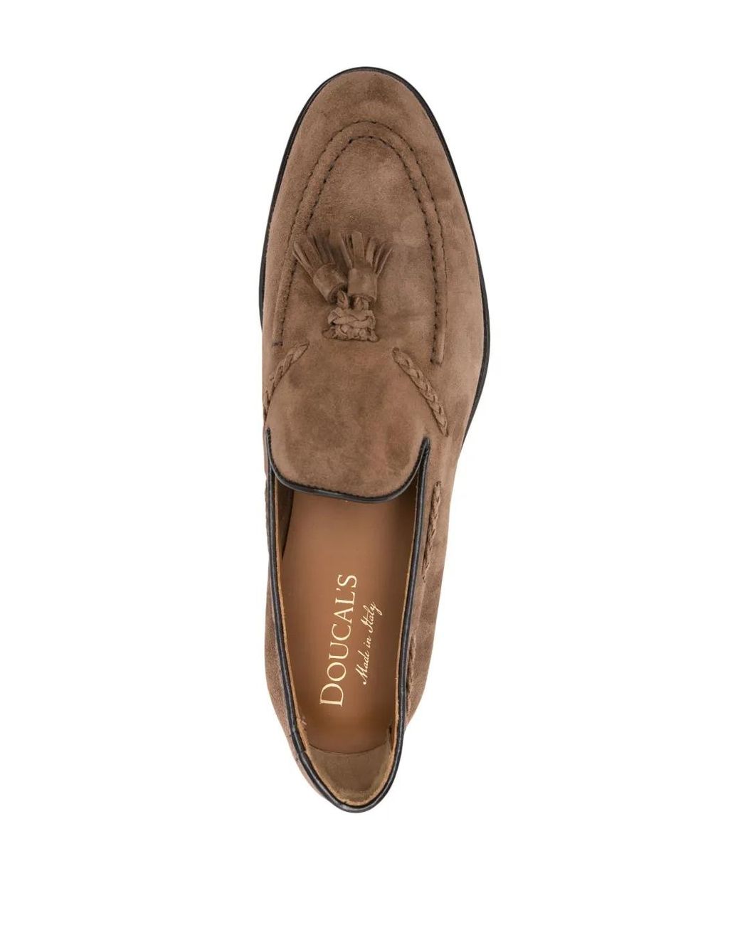 Doucal's Brown Tassel-Detail Suede Loafers for men