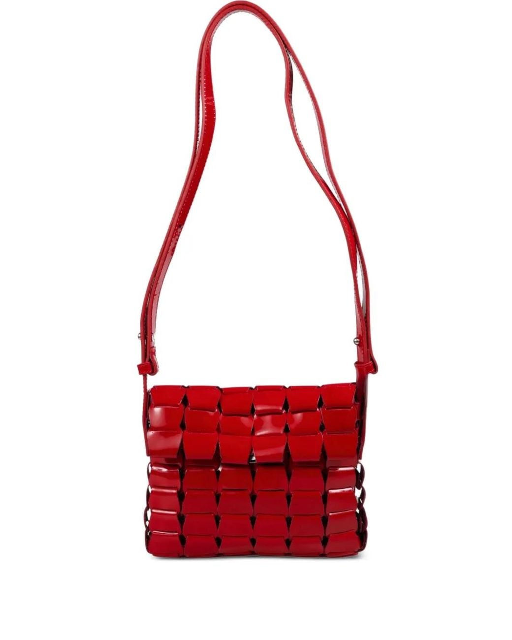 Dragon Diffusion Red Woven Patent Cross Body Bag