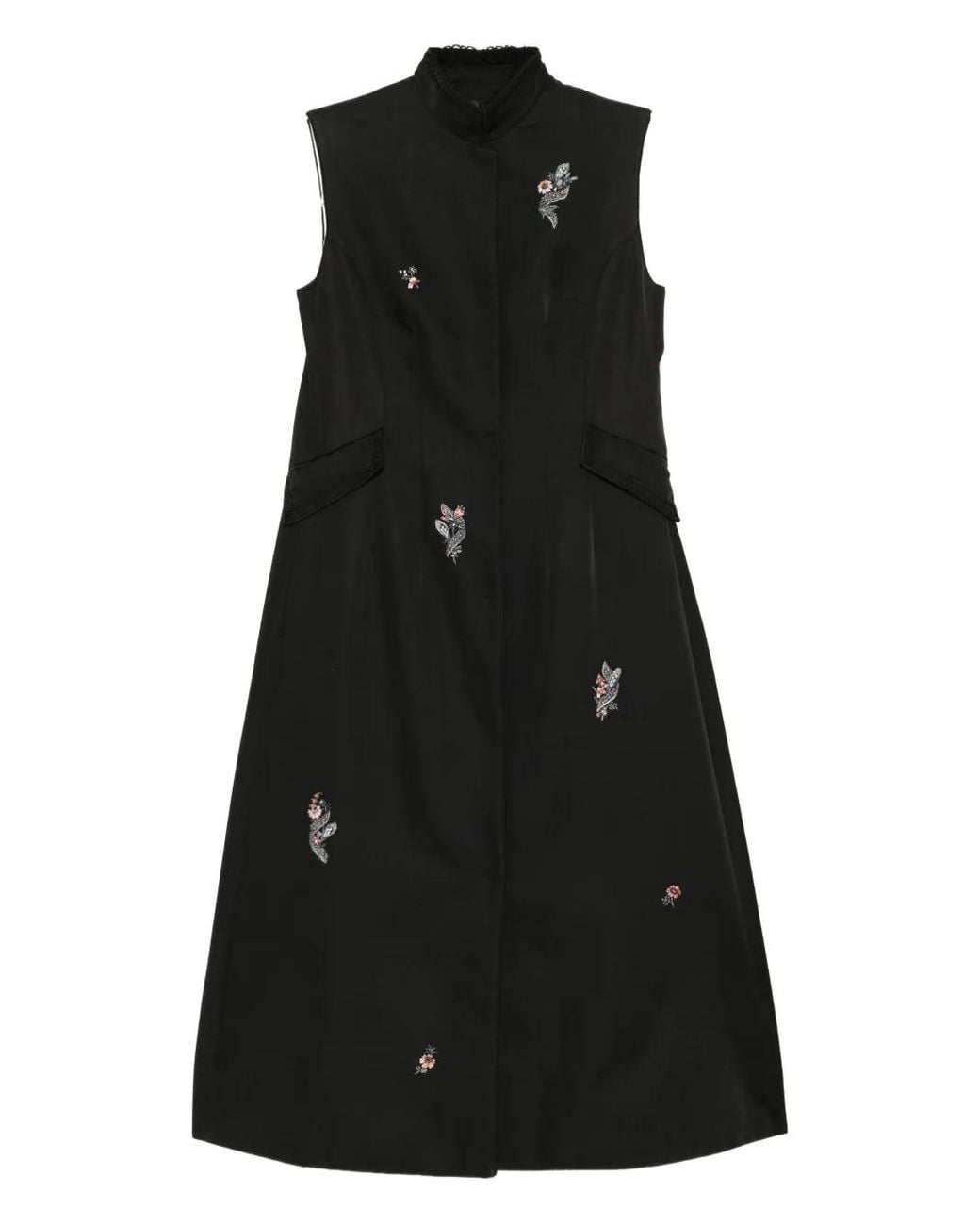 Shiatzy Chen Black Scape-Of-Curve Embroidered Coat