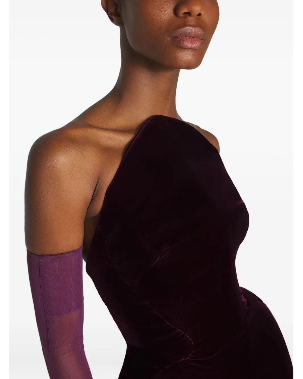 Mugler Purple Strapless Maxi Dress