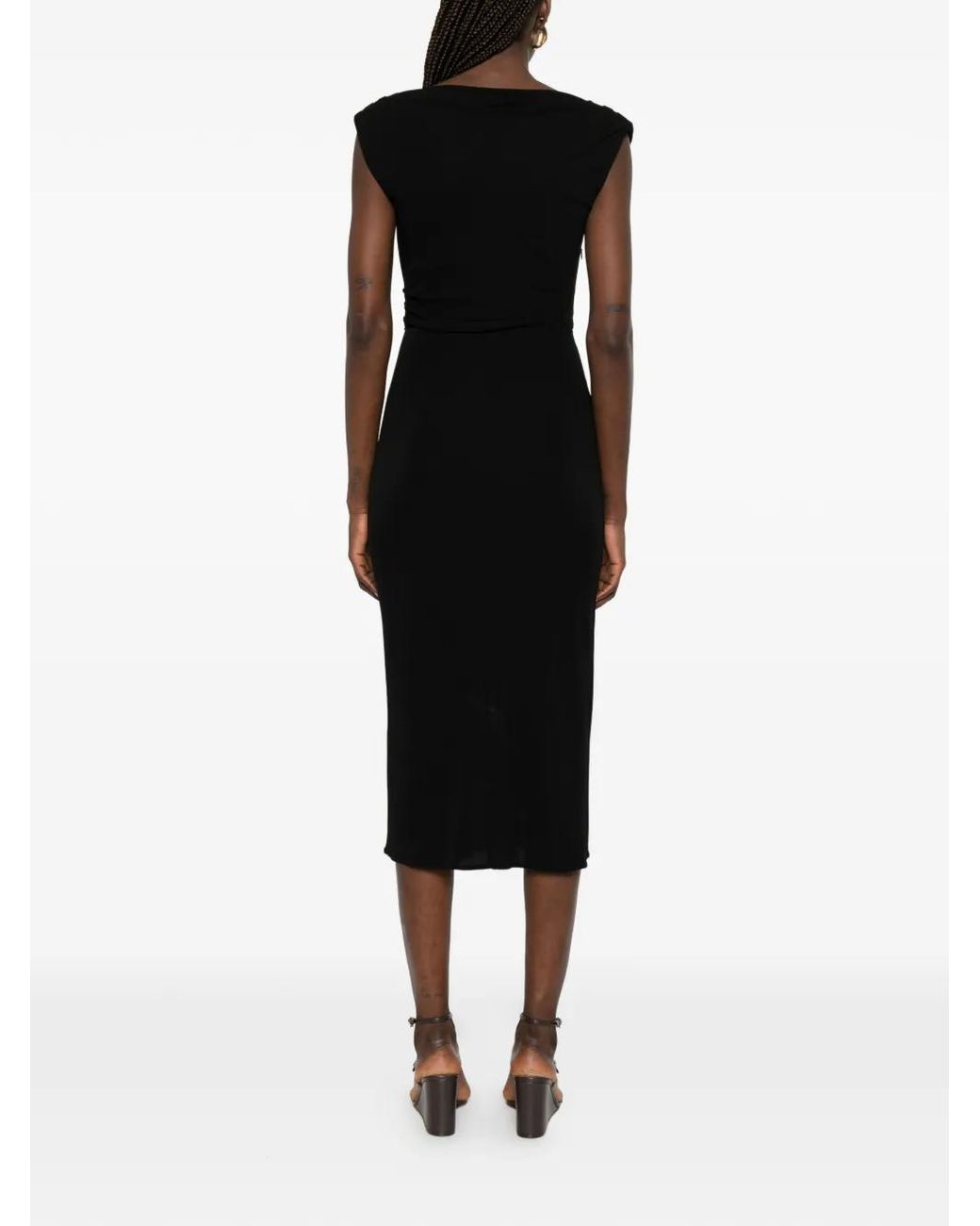 Max Mara Black Ruched-Detail Draped Dress