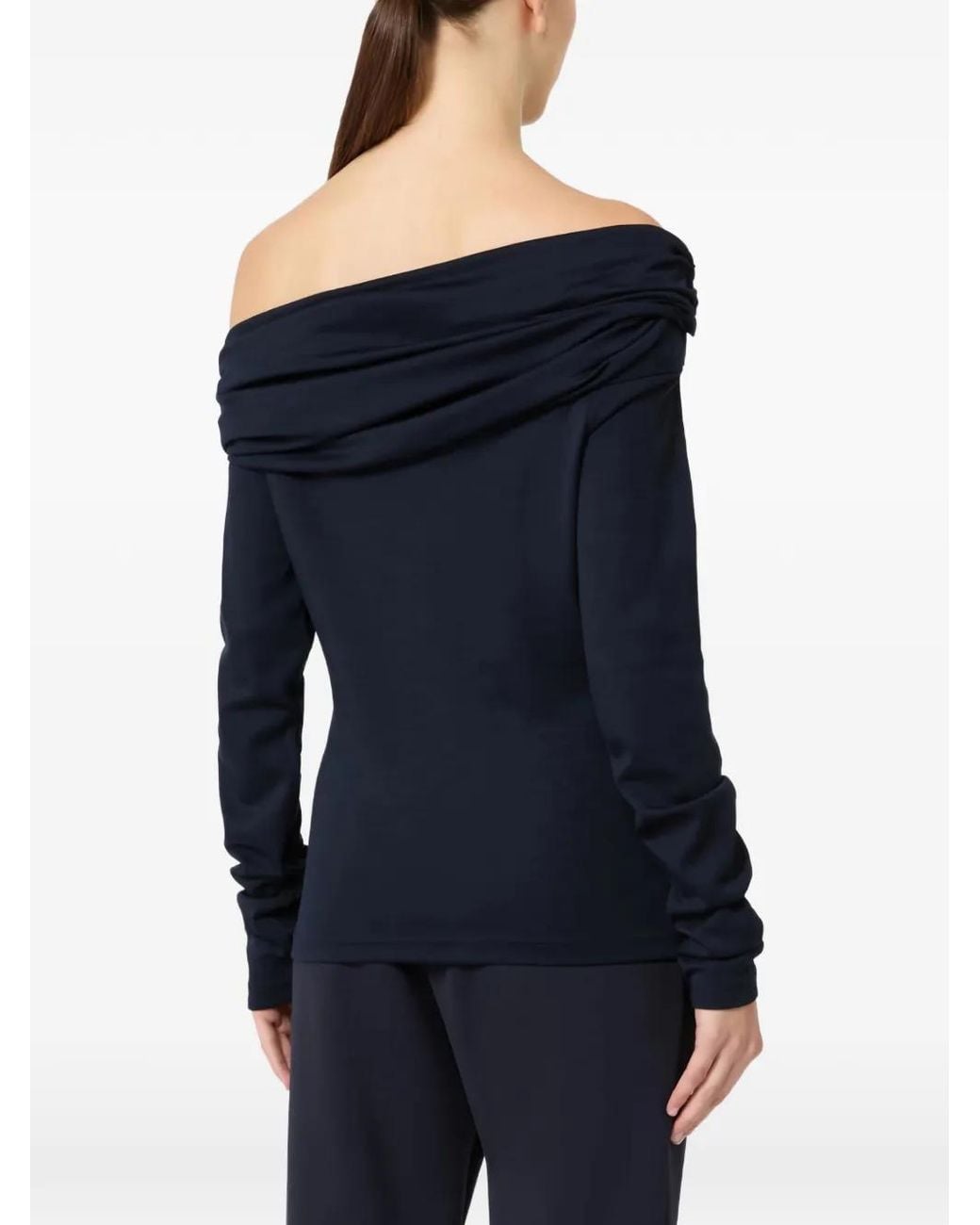 Max Mara Black Off-The-Shoulder Long-Sleeve Top