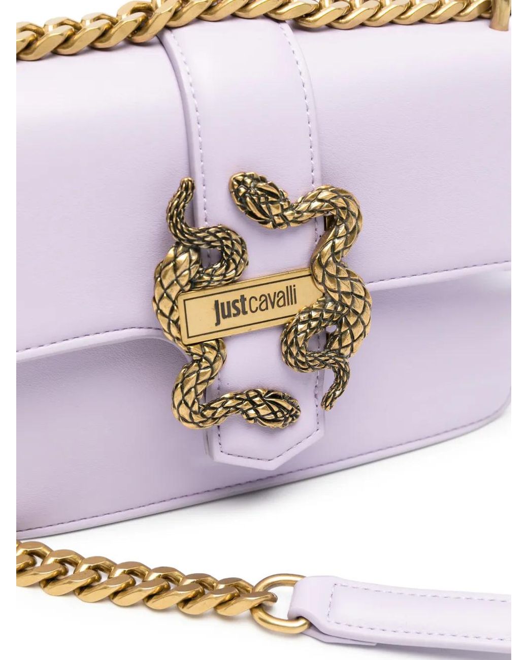 Just Cavalli White Snake-Detail Shoulder Bag