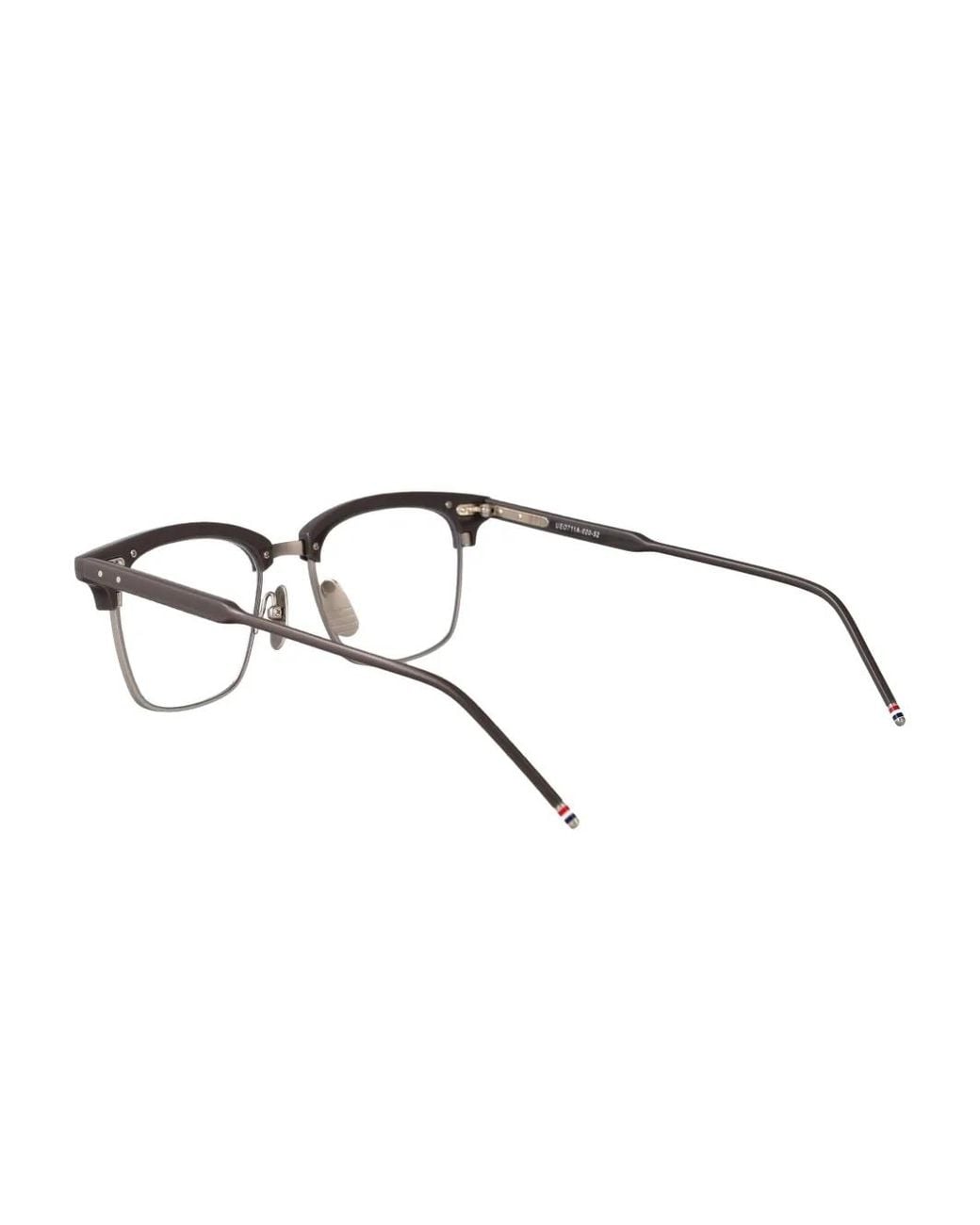 Thom Browne Brown Acetate And Titanium Rectangular Eyeglasses