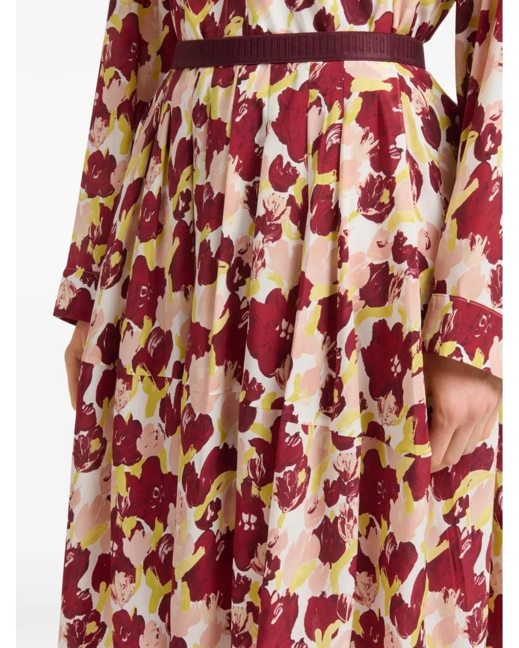 Marni Red Floral Pleated Skirt