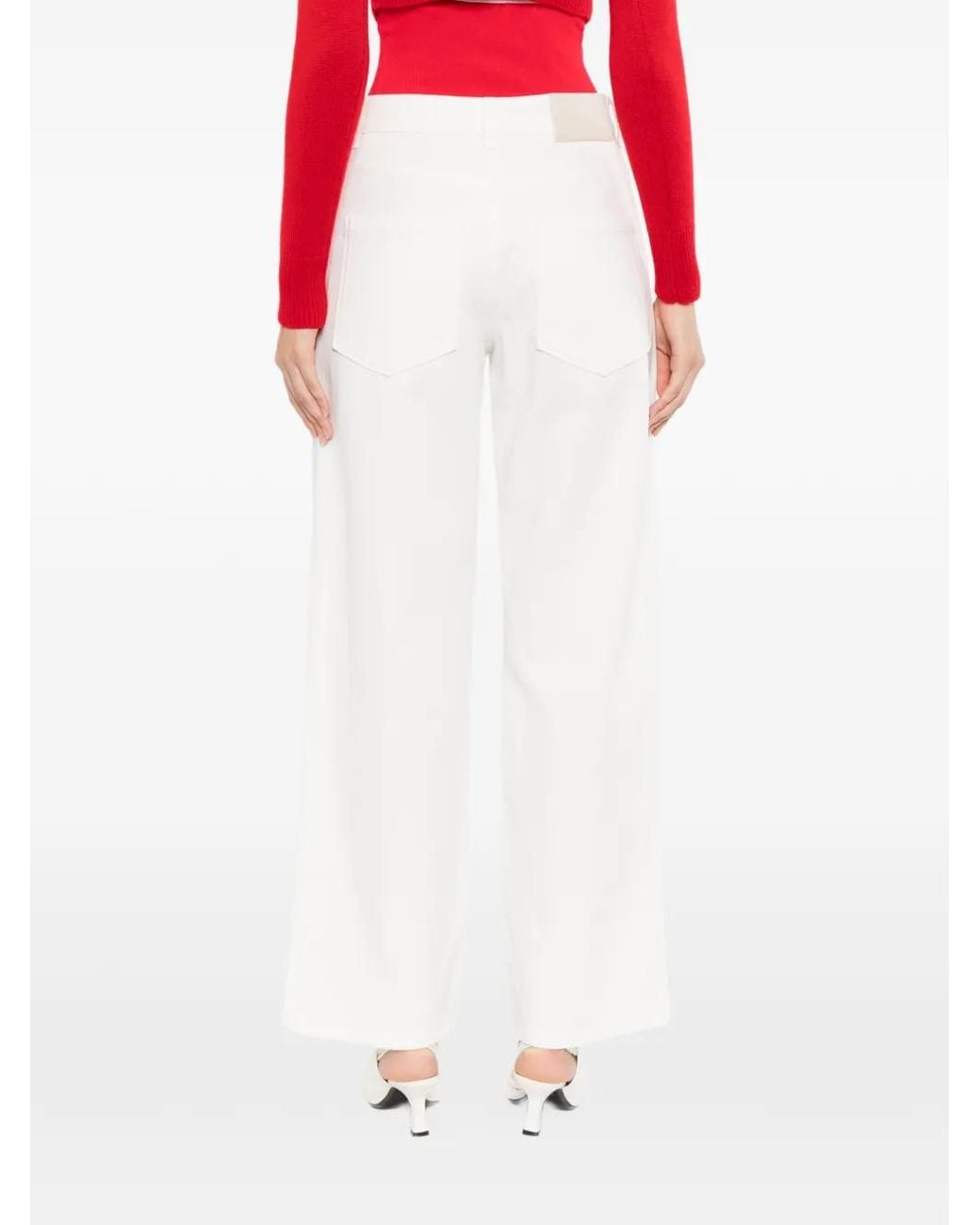 Loewe White Jean À Logo Brodé
