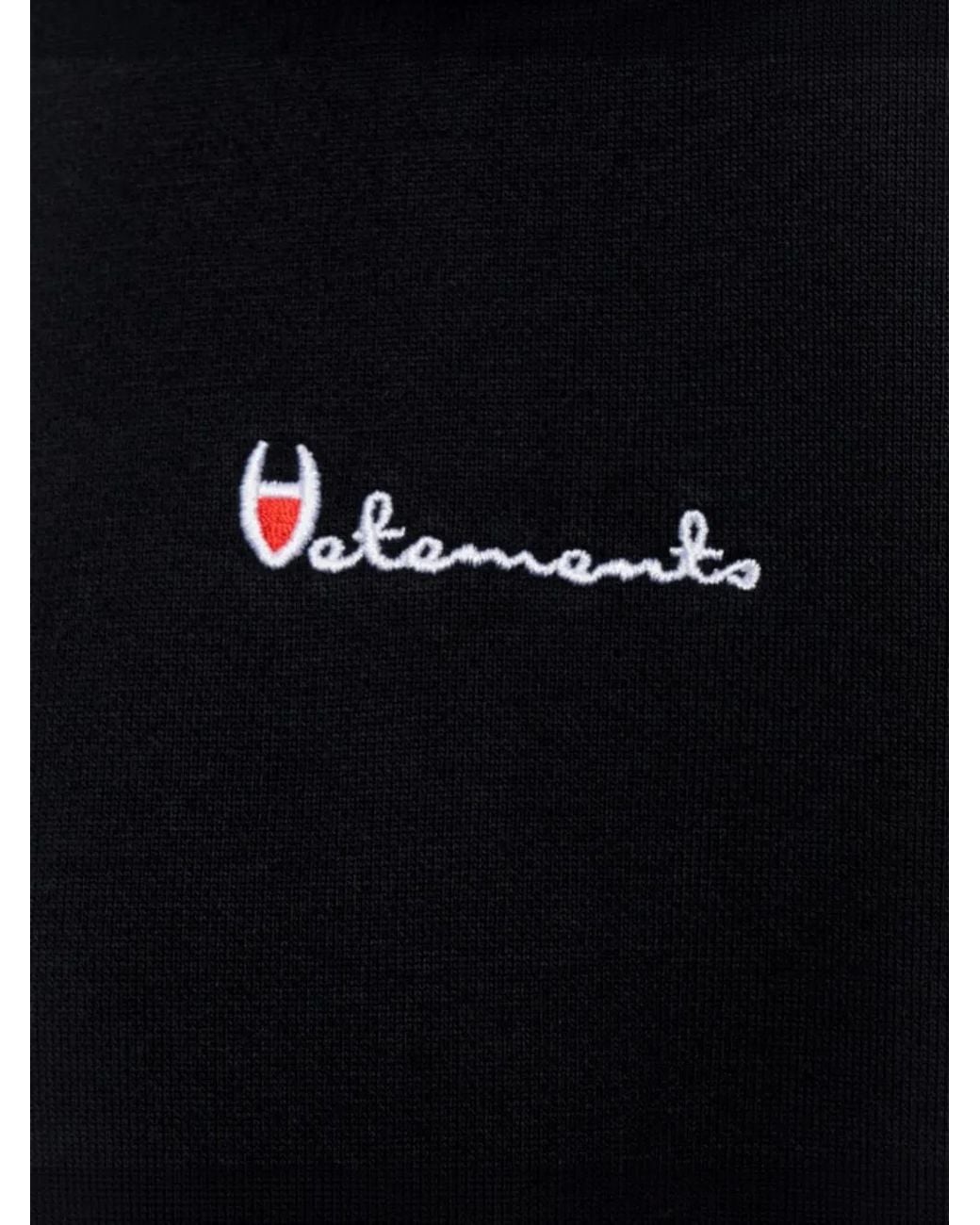 Vetements Black Logo-Embroidered Cropped Hoodie