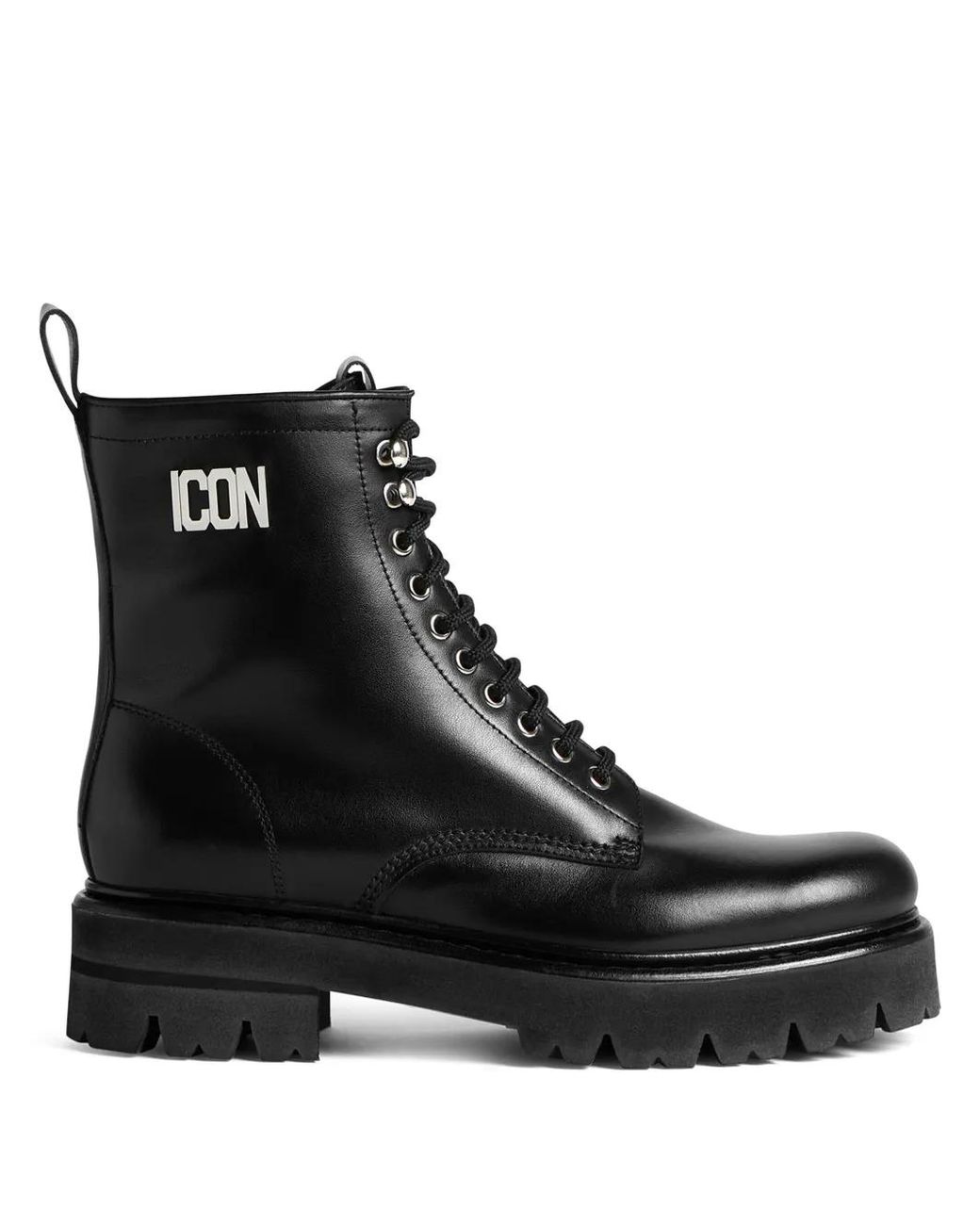 DSquared² Black Icon Plaque Combat Boots