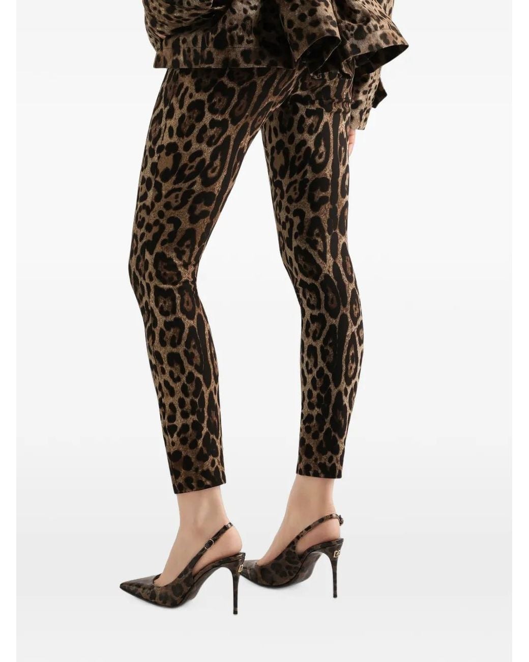 Dolce & Gabbana Black Leo-Print Cady Leggings
