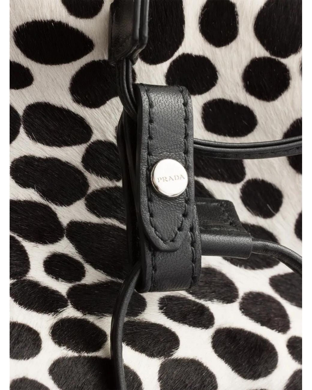 Prada Black Wish Printed Calf Hair Leather Pouch