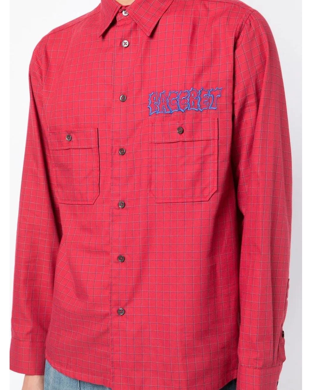 Rassvet (PACCBET) Pink Check-Pattern Logo-Print Shirt for men