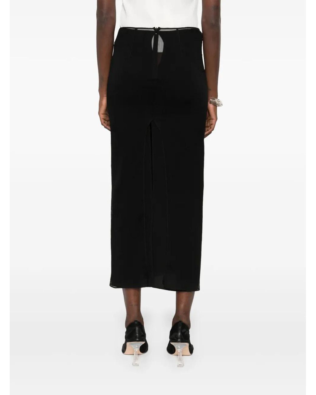 Wardrobe NYC Black Ribbed Midi Skirt