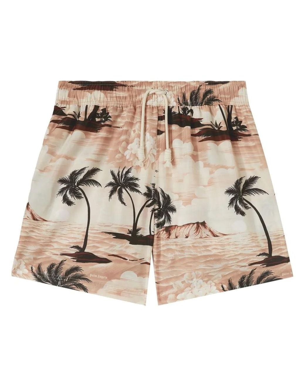Palm Angels Natural Hawaiian Dream Drawstring Swim Shorts for men