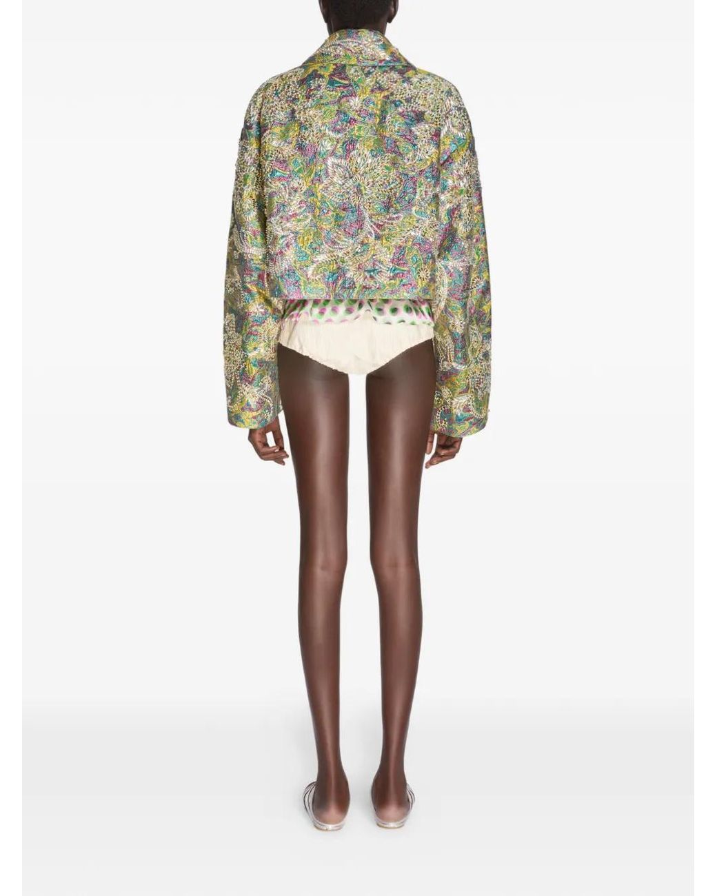 Dries Van Noten Green Embroidered Jacquard Jacket