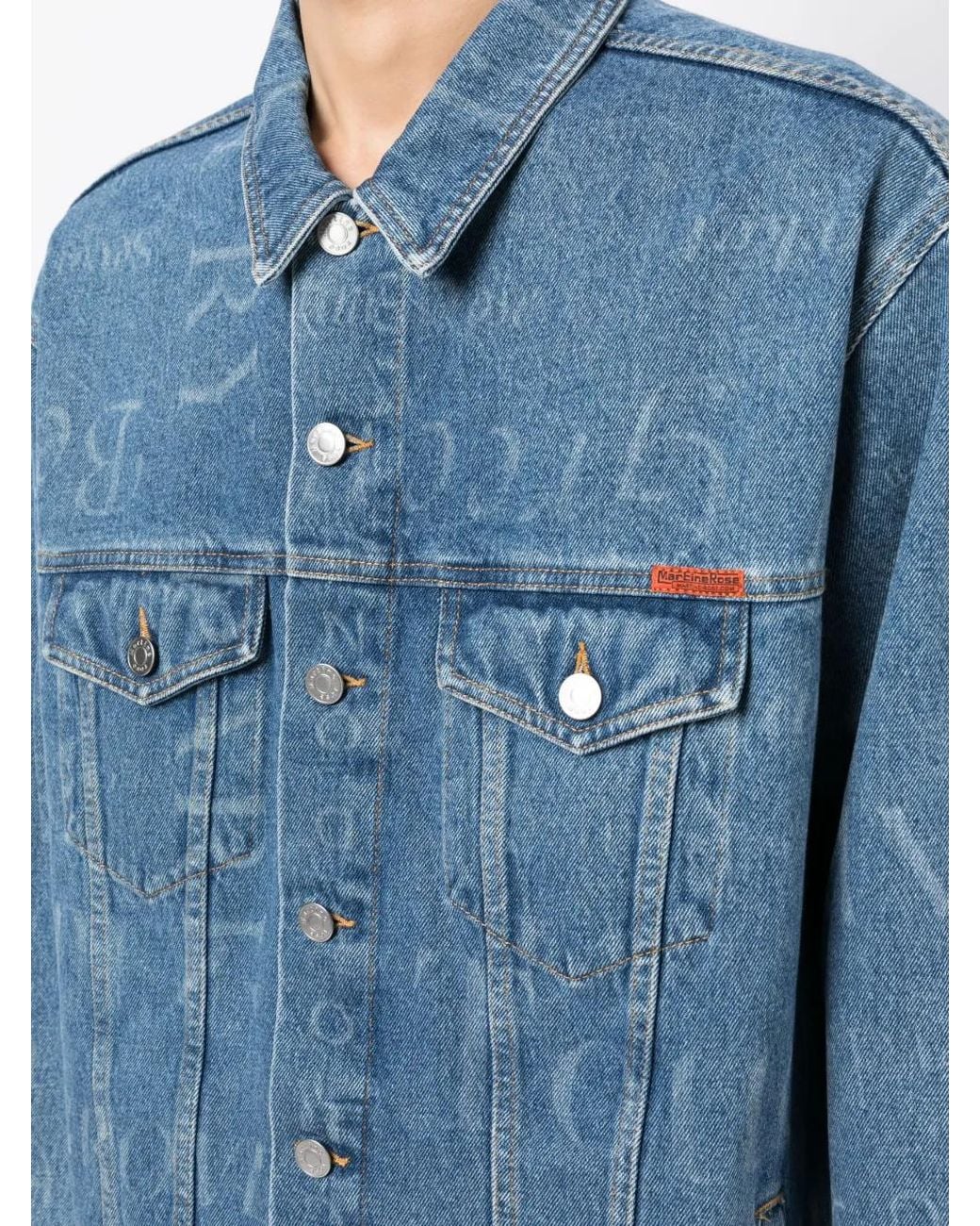 Martine Rose Blue All-Over Logo-Print Denim Jacket for men