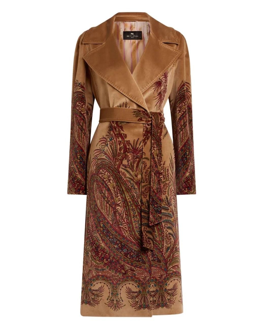 Etro Brown Paisley-Print Velvet Coat