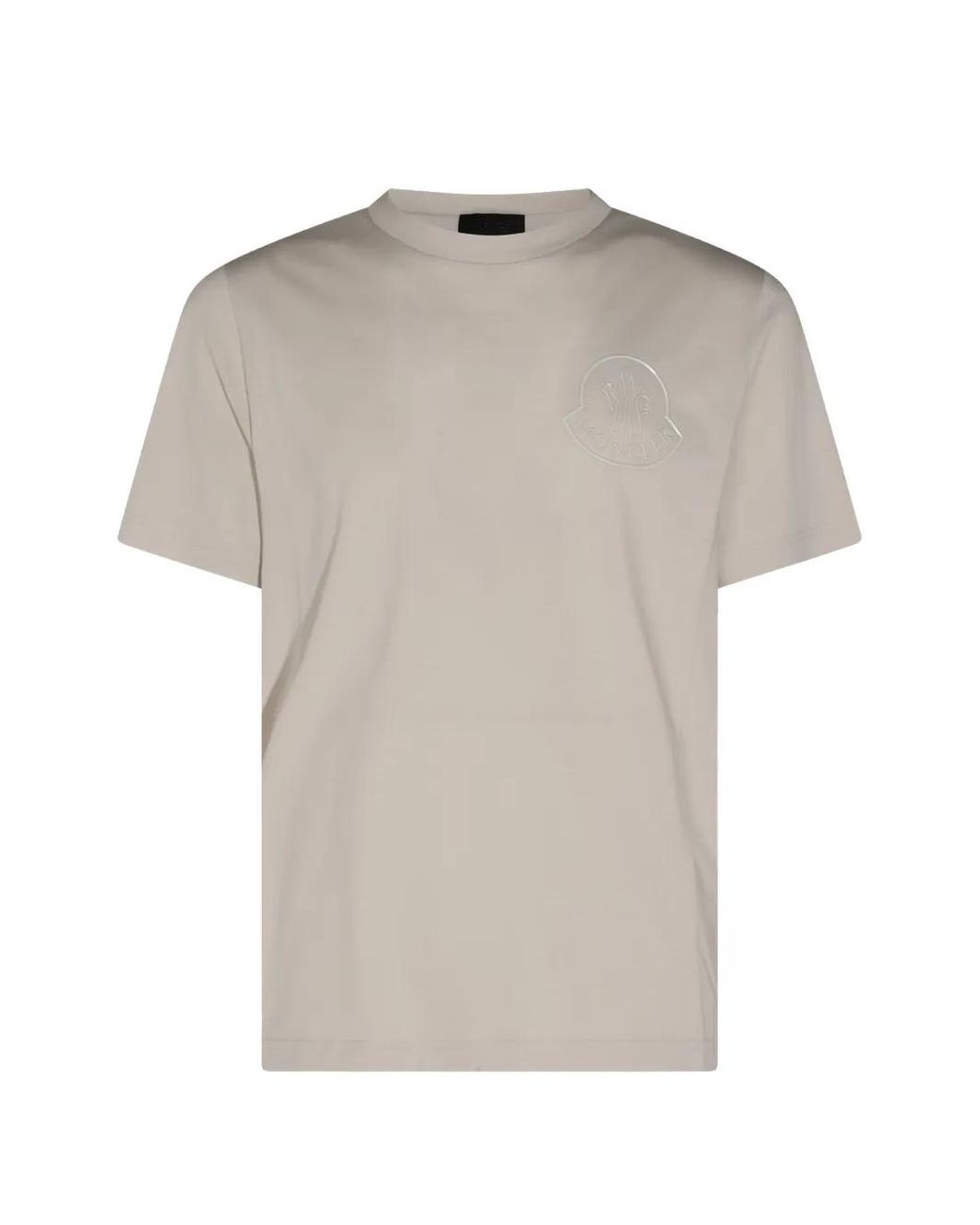 Moncler Gray Logo-Patch Cotton T-Shirt for men