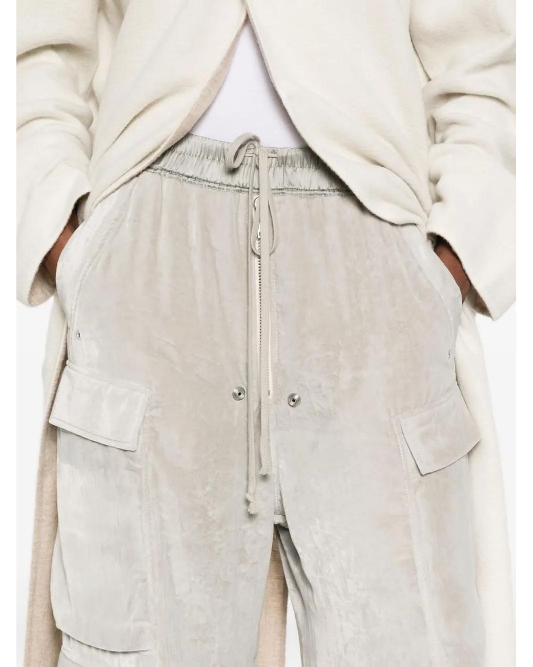 Rick Owens White Cargo-Pocket Trousers