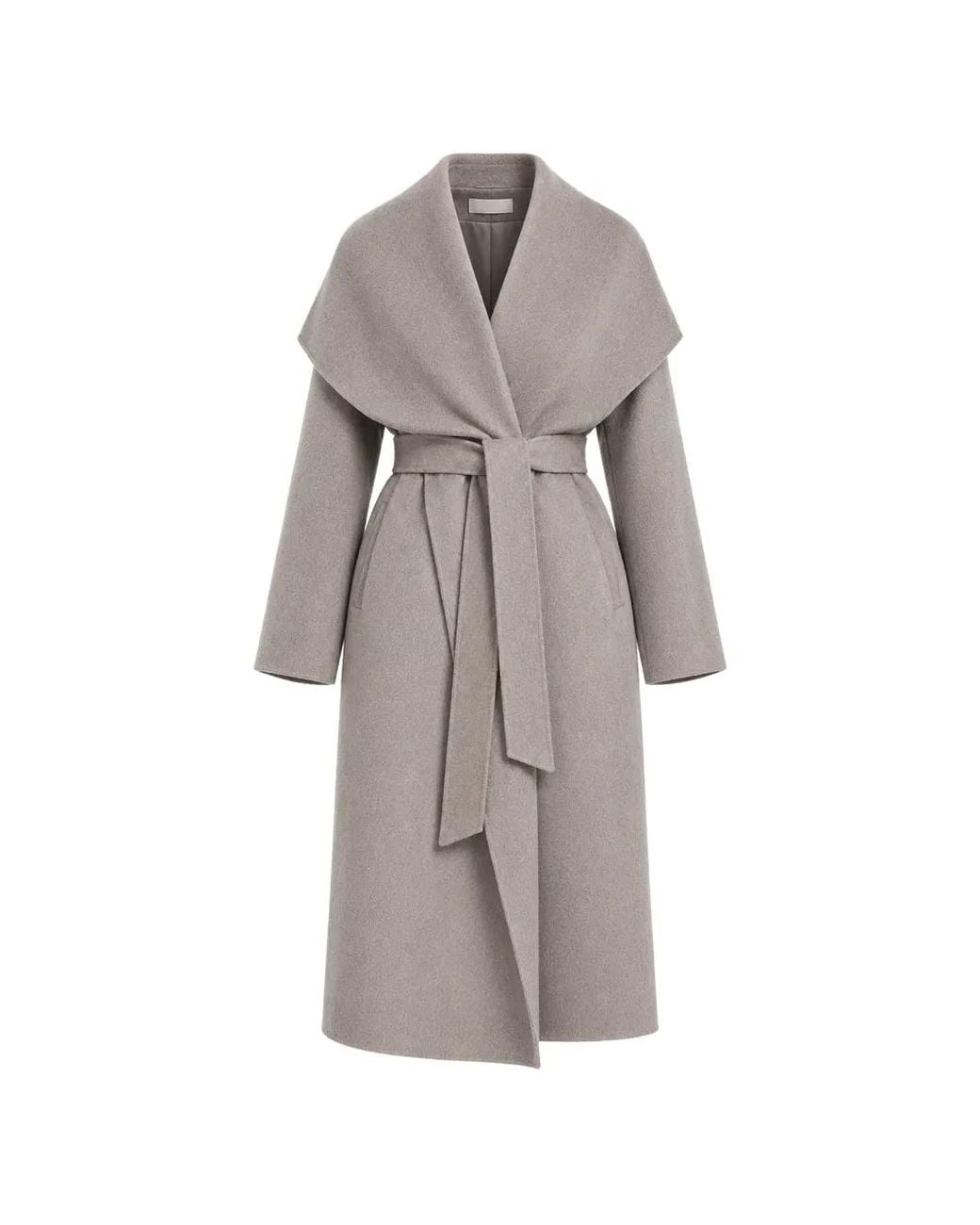 IVY & OAK Gray Iocarrie Belted Shawl-Collar Coat