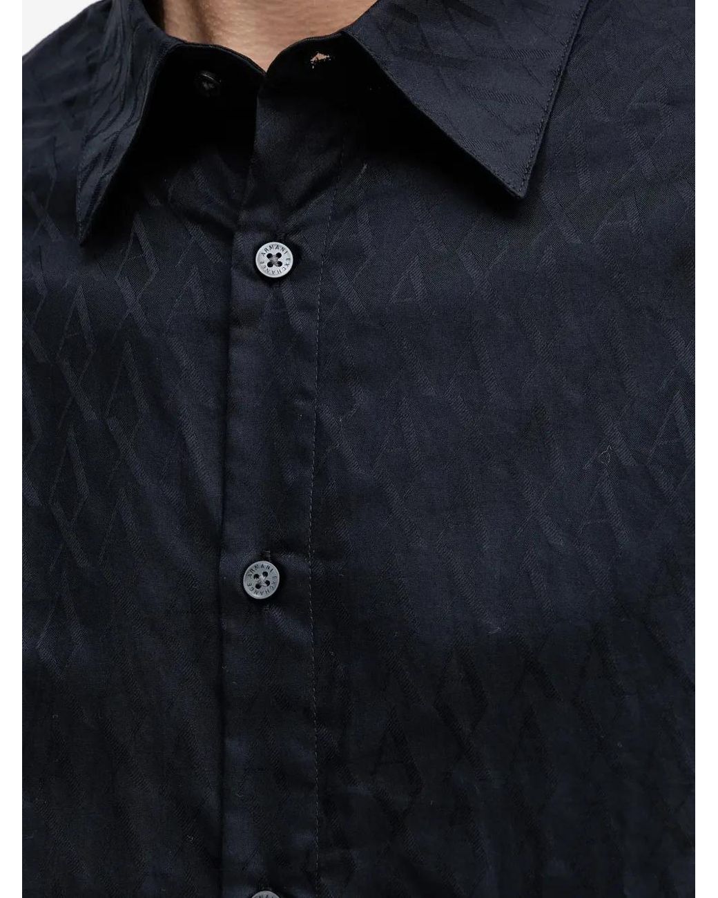 ARMANI EXCHANGE Black Patterned Button Shirt for men