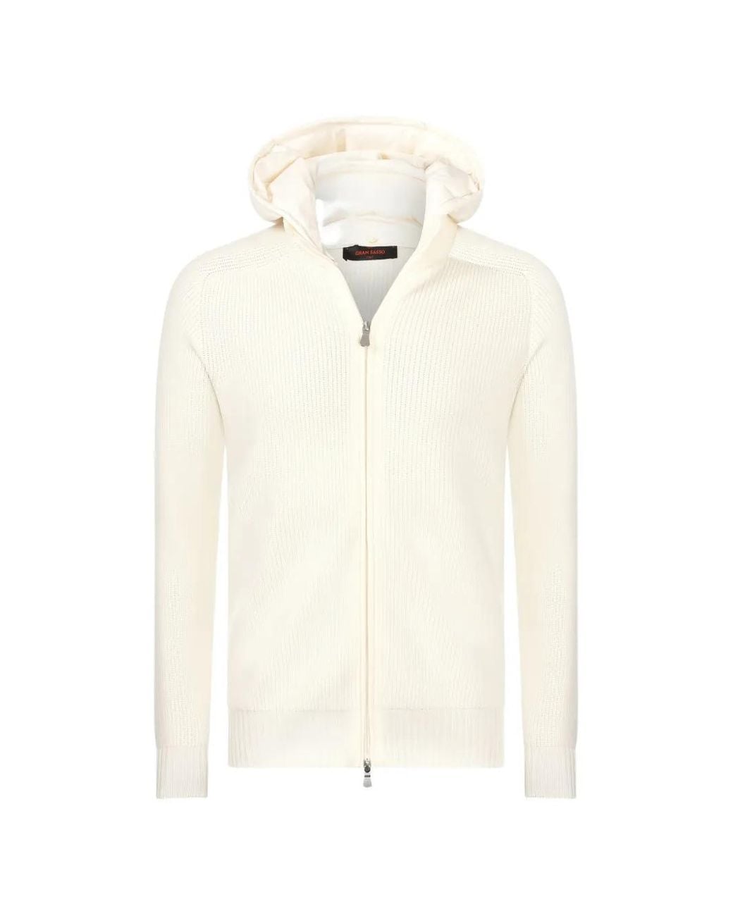 Gran Sasso White Veste Côtelée À Capuche for men