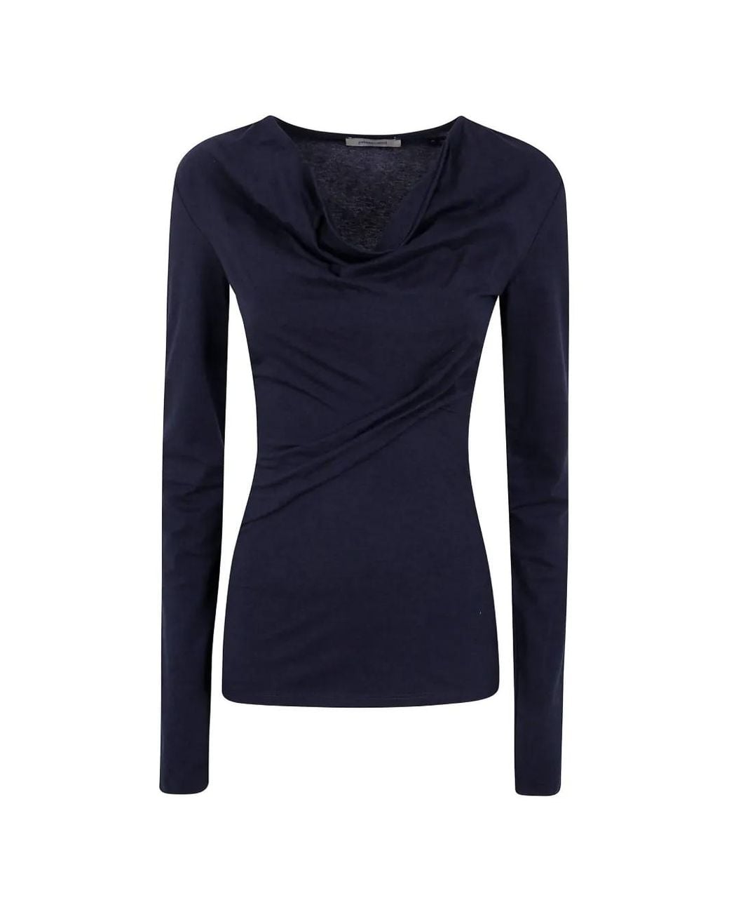 Paloma Wool Blue Junco Cowl-Neck Draped Top