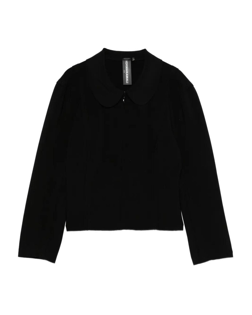 Norma Kamali Black Peter Pan-Collar Long-Sleeve Jacket