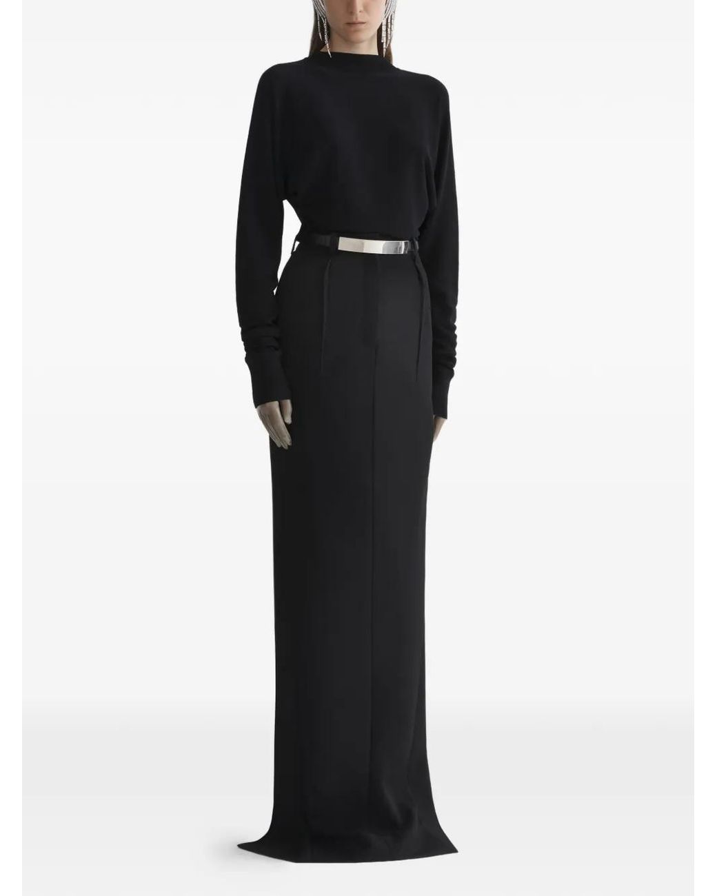 Mugler Black Split Long Skirt