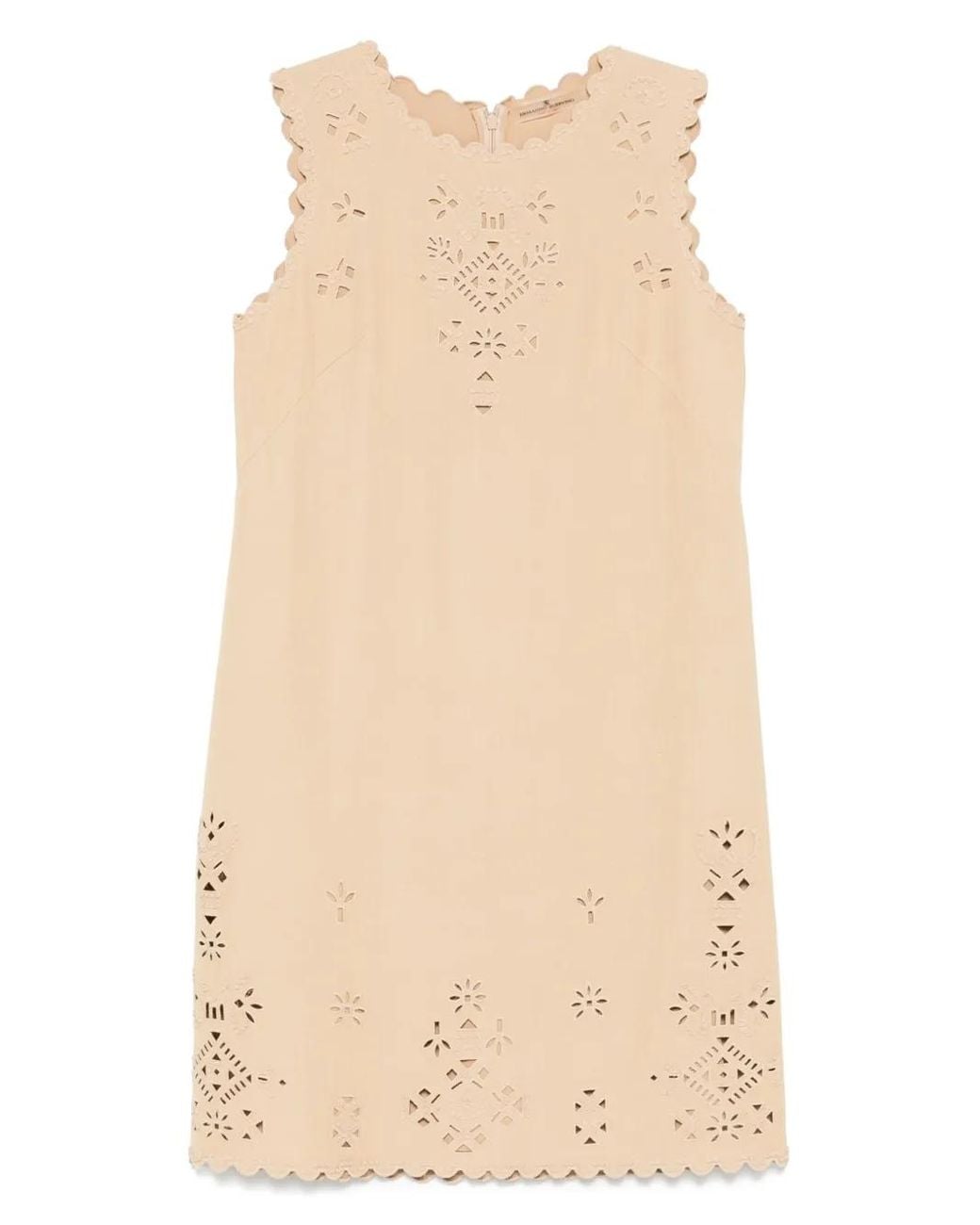 Ermanno Scervino Natural Broderie-Anglaise Midi Dress